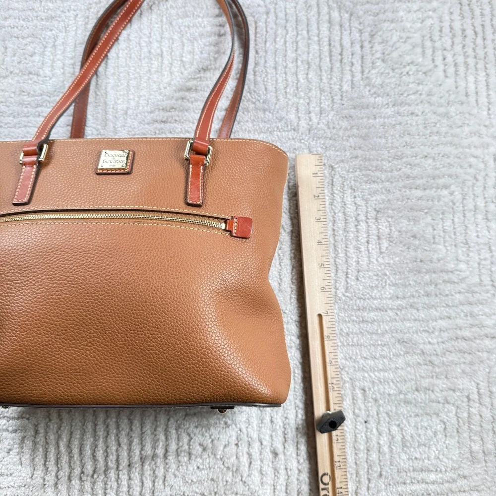 Dooney & Bourke Pebbled Leather Tote Women Medium Tan Caramel Shoulder Bag Zip